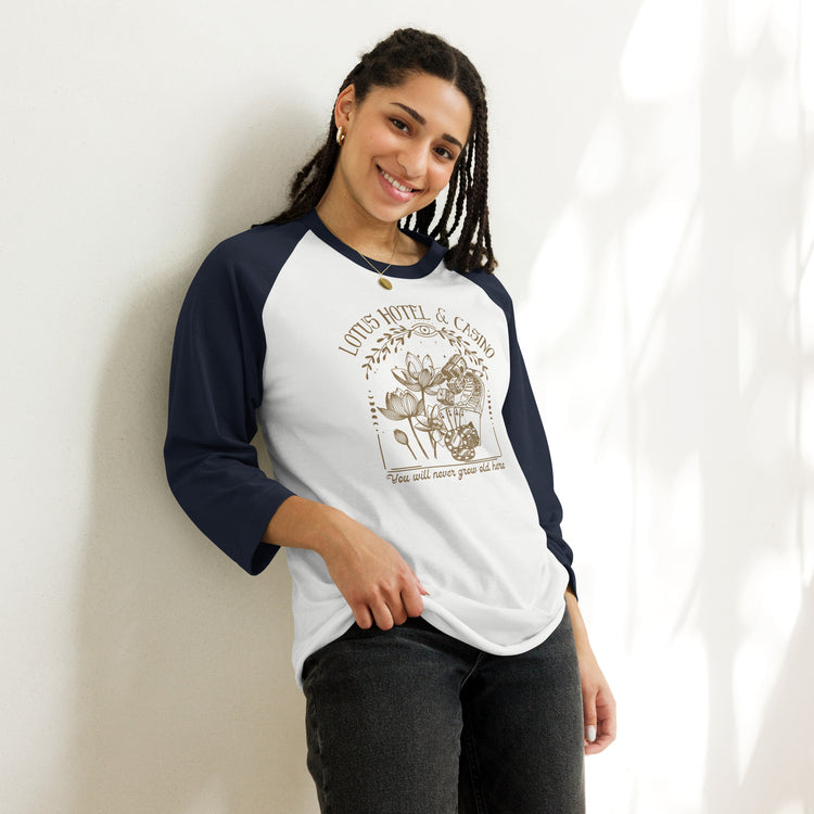 Lotus Hotel & Casino Unisex 3/4 Sleeve Raglan Shirt - Fandom-Made