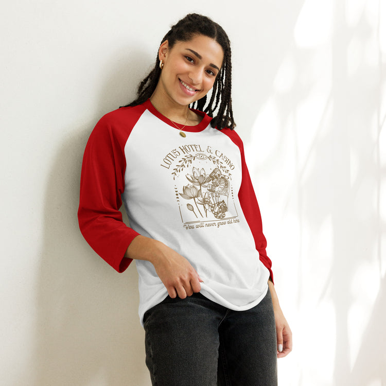 Lotus Hotel & Casino Unisex 3/4 Sleeve Raglan Shirt - Fandom-Made