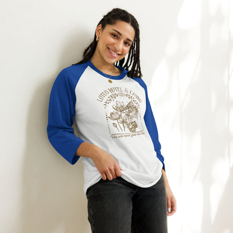 Lotus Hotel & Casino Unisex 3/4 Sleeve Raglan Shirt - Fandom-Made