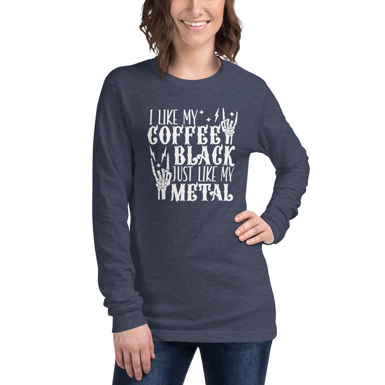 I Like My Coffee Black Unisex Long Sleeve Tee - Fandom-Made