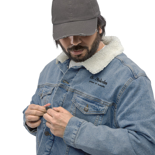A. Malcolm Printer Unisex Sherpa Denim Jacket - Fandom-Made