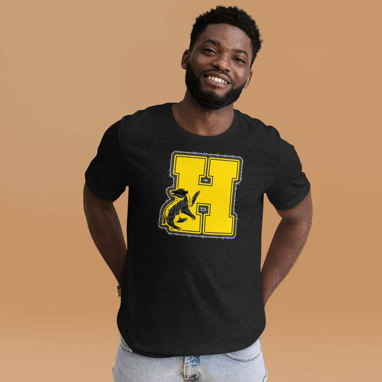 Hufflepuff H Embroidery Design Unisex T-Shirt - Fandom-Made