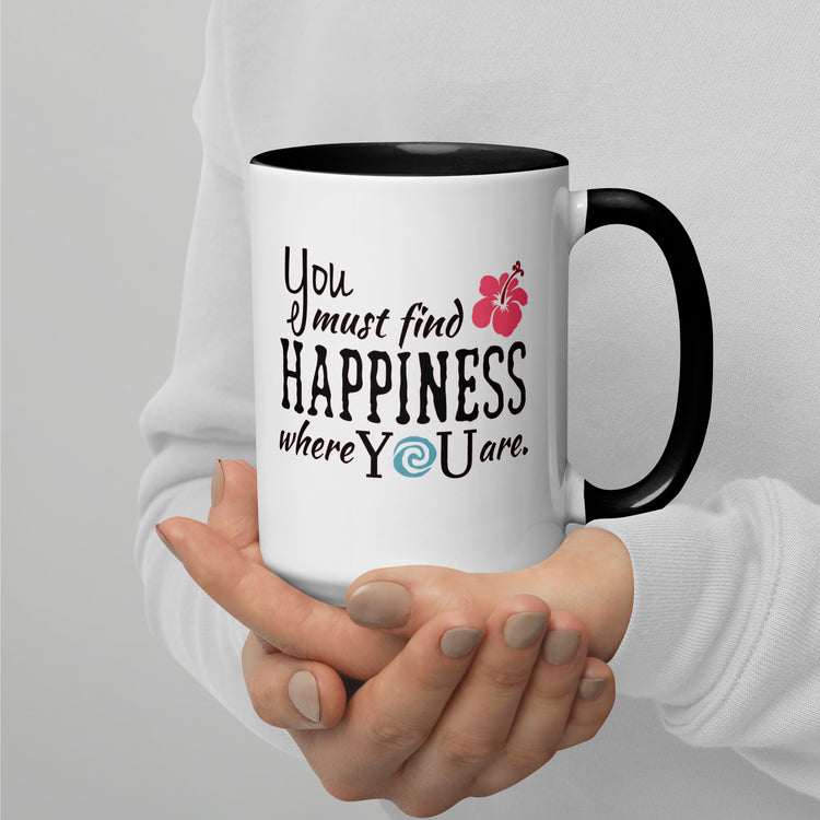 Find Happiness Mugs with Color Inside - Fandom-Made