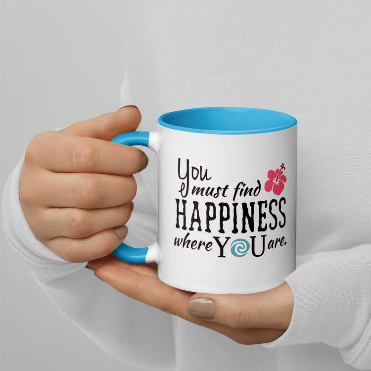 Find Happiness Mugs with Color Inside - Fandom-Made