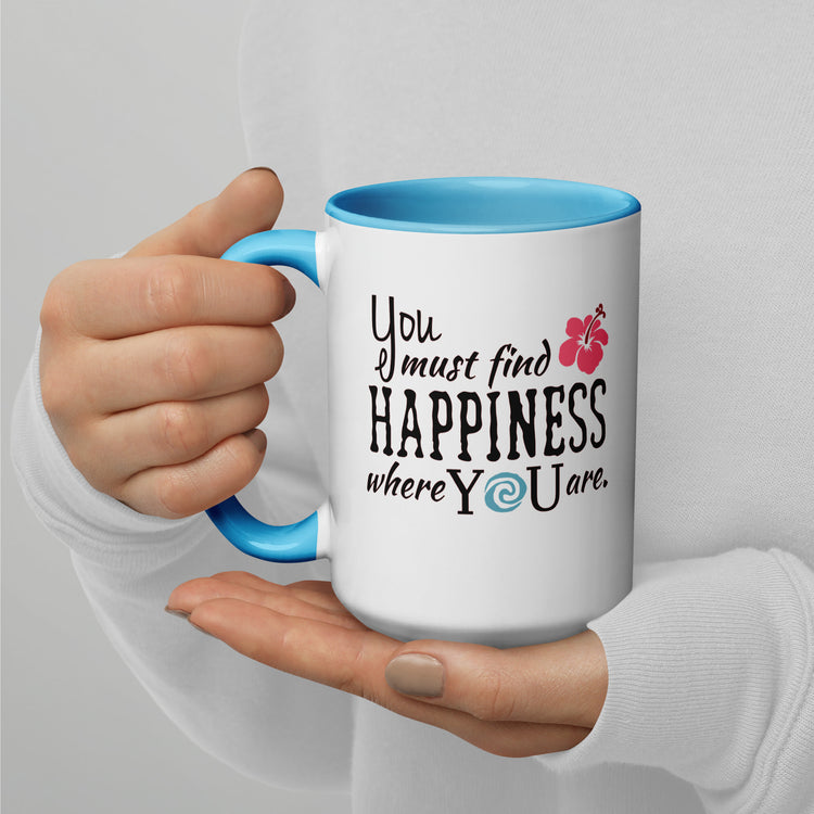 Find Happiness Mugs with Color Inside - Fandom-Made