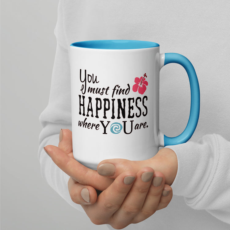 Find Happiness Mugs with Color Inside - Fandom-Made