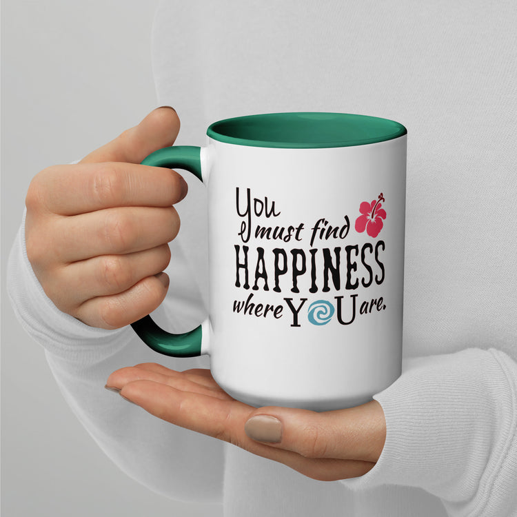 Find Happiness Mugs with Color Inside - Fandom-Made