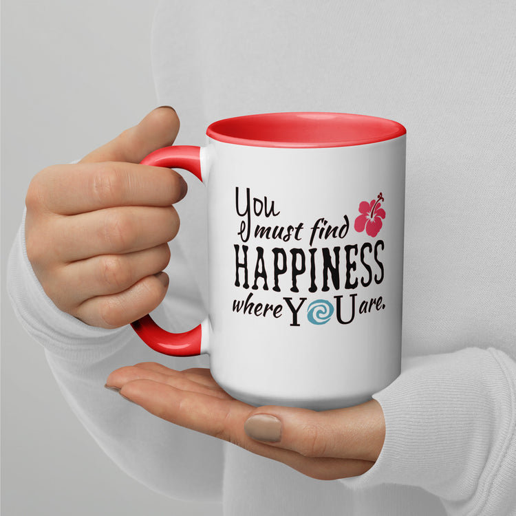 Find Happiness Mugs with Color Inside - Fandom-Made