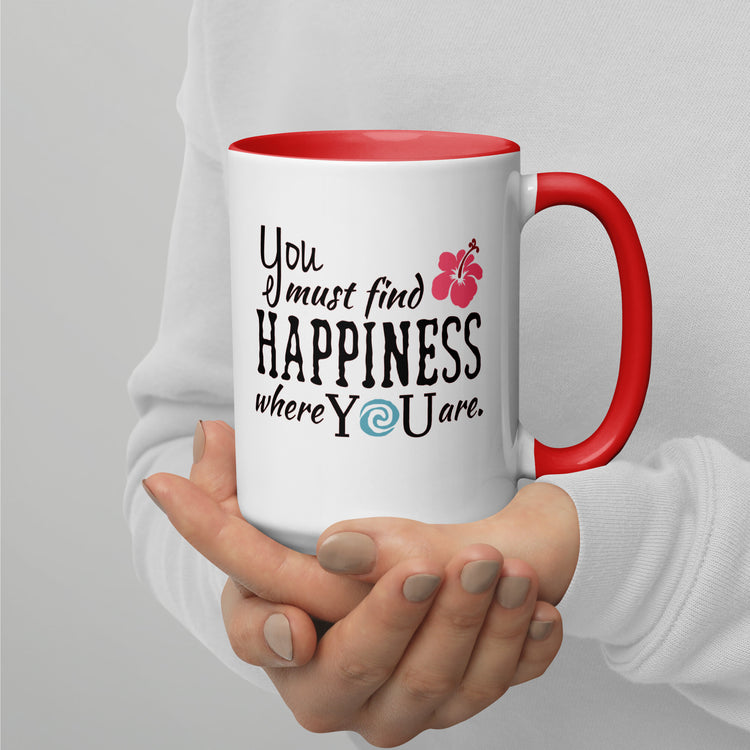 Find Happiness Mugs with Color Inside - Fandom-Made