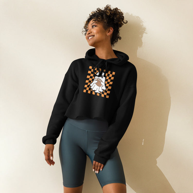 Football Ghost Women's Cropped Hoodie - Fandom-Made