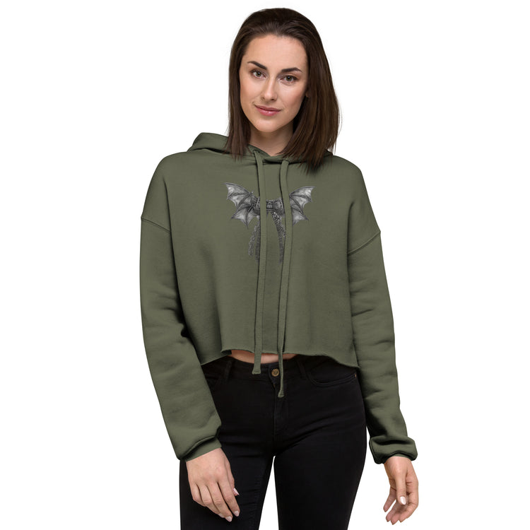 Coquette Bat Women's Cropped Hoodie - Fandom-Made