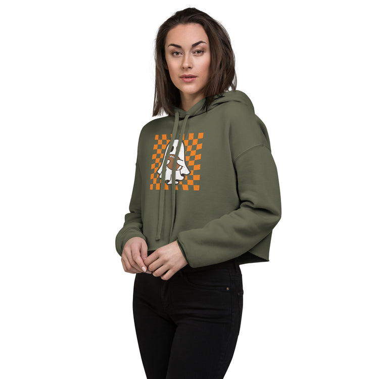 Football Ghost Women's Cropped Hoodie - Fandom-Made