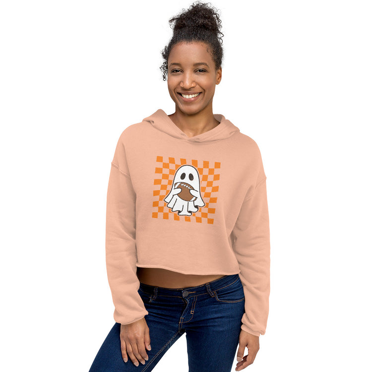 Football Ghost Women's Cropped Hoodie - Fandom-Made