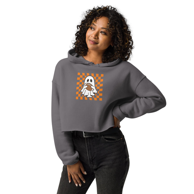 Football Ghost Women's Cropped Hoodie - Fandom-Made