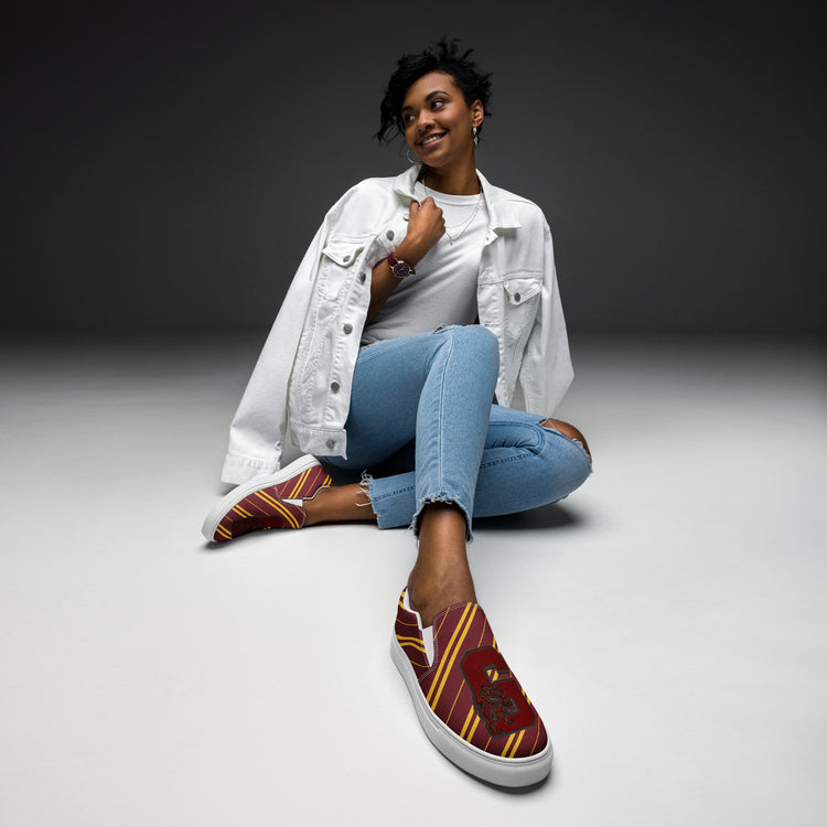 Gryffindor G Embroidery Design Women's Slip-On Canvas Shoes - Fandom-Made