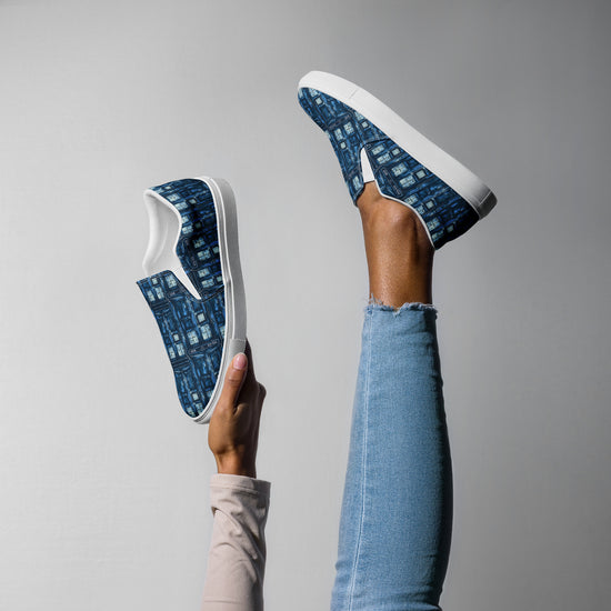 Tardis All-Over Print Women's Slip-On Canvas Shoes - Fandom-Made