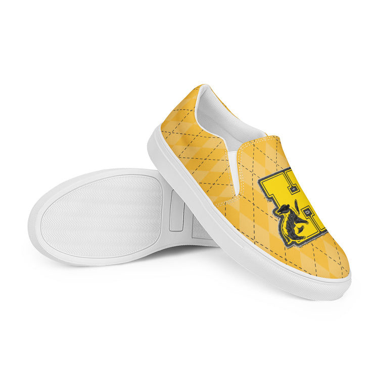 Hufflepuff H Embroidery Design Women's Slip-On Canvas Shoes - Fandom-Made
