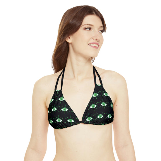 Pot Leaf Third Eye Strappy Bikini Set - Fandom-Made