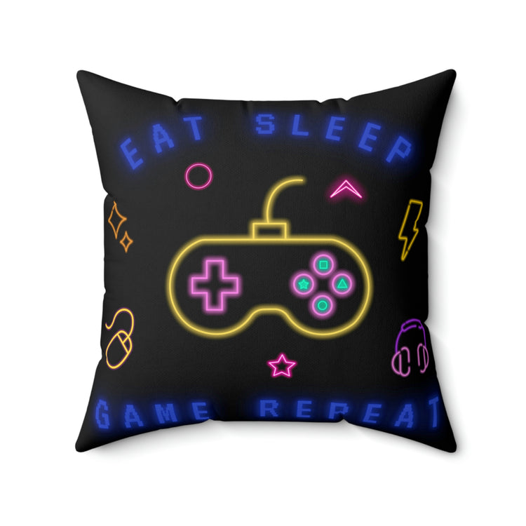 Eat, Sleep, Game, Repeat Square Pillow - Fandom-Made