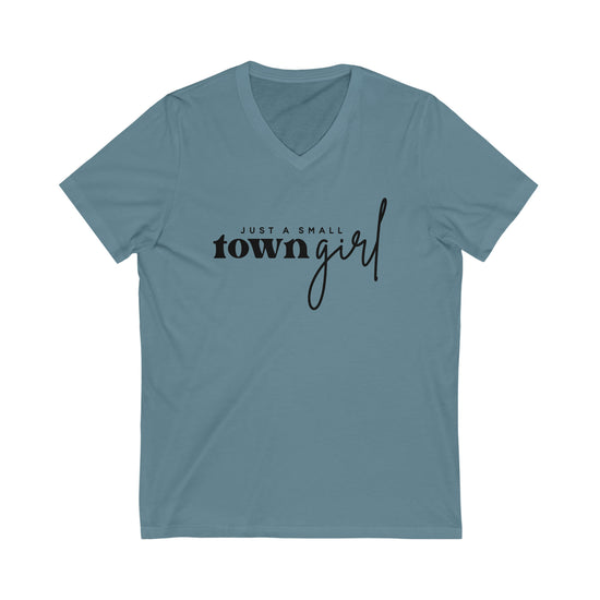 Just a Small Town Girl Short Sleeve V-Neck Tee - Fandom-Made