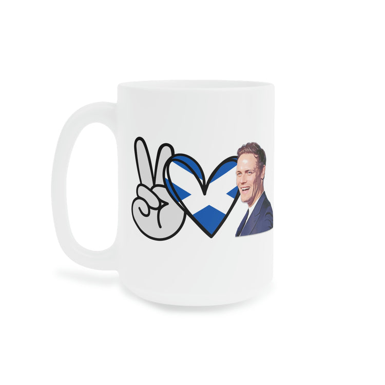 Peace, Love, Sam Heughan Mugs - Fandom-Made