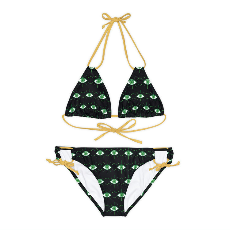 Pot Leaf Third Eye Strappy Bikini Set - Fandom-Made