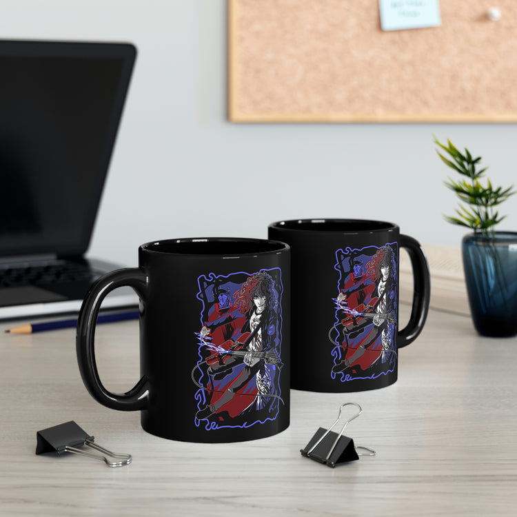 Eddie Munson Cartoon Black mug 11oz - Fandom-Made