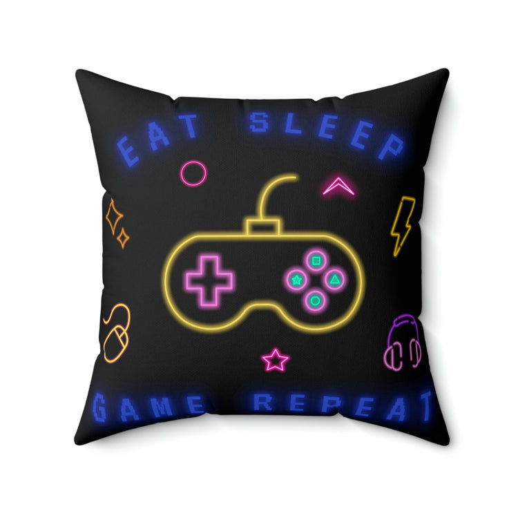 Eat, Sleep, Game, Repeat Square Pillow - Fandom-Made