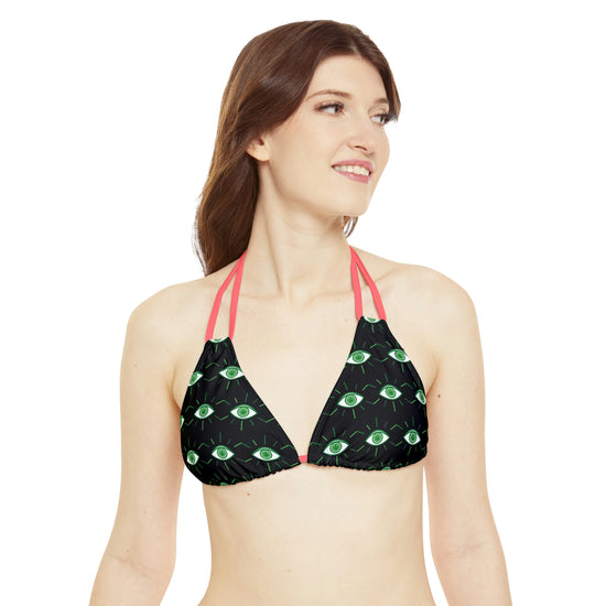 Pot Leaf Third Eye Strappy Bikini Set - Fandom-Made