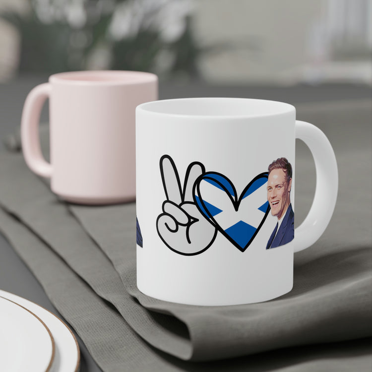 Peace, Love, Sam Heughan Mugs - Fandom-Made