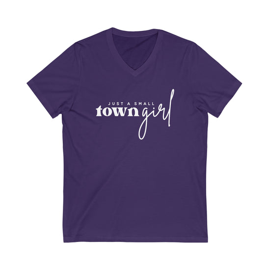 Just a Small Town Girl Short Sleeve V-Neck Tee - Fandom-Made