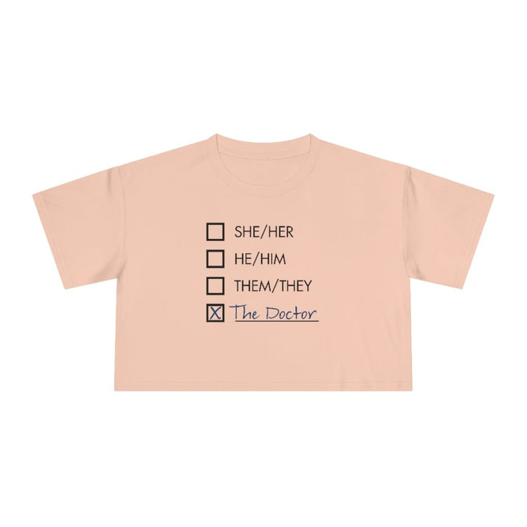 Doctor Who - Pronouns Women's Crop Tee - Fandom-Made