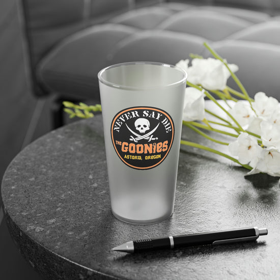 Never Say Die Frosted Pint Glass - Fandom-Made