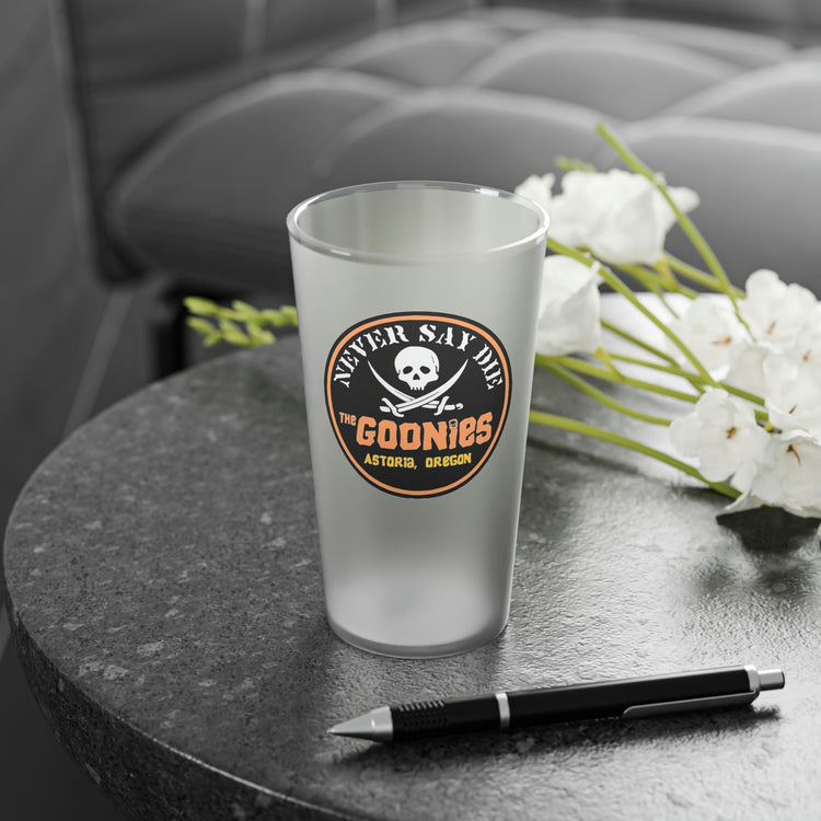 Never Say Die Frosted Pint Glass - Fandom-Made