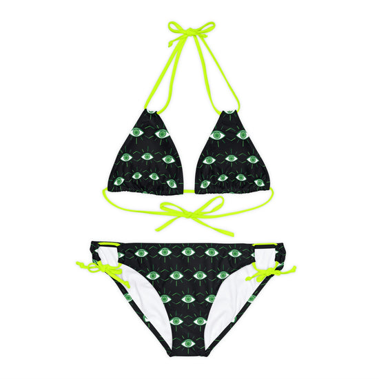 Pot Leaf Third Eye Strappy Bikini Set - Fandom-Made