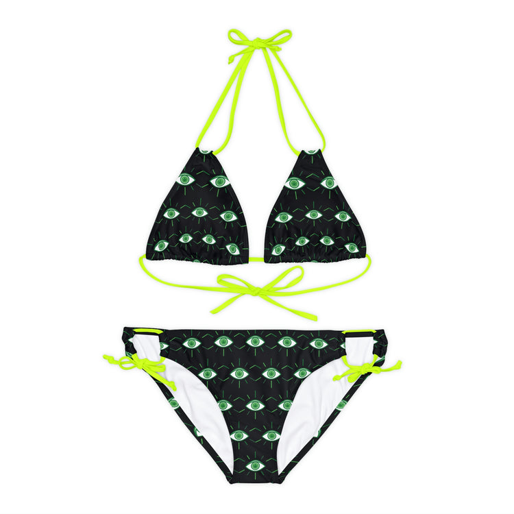 Pot Leaf Third Eye Strappy Bikini Set - Fandom-Made