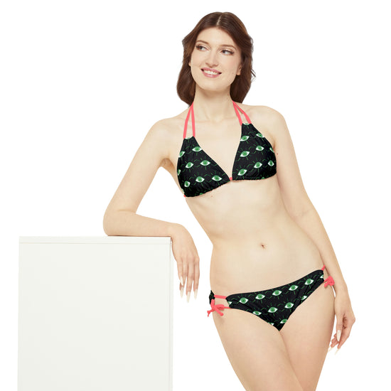 Pot Leaf Third Eye Strappy Bikini Set - Fandom-Made