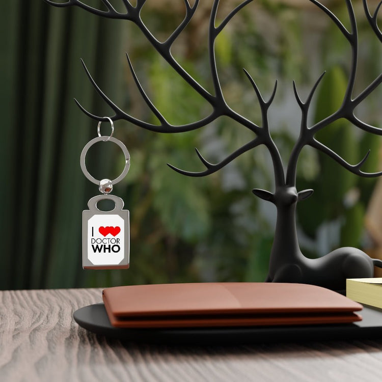 I ❤️ ❤️ Doctor Who Rectangle Keyring - Fandom-Made