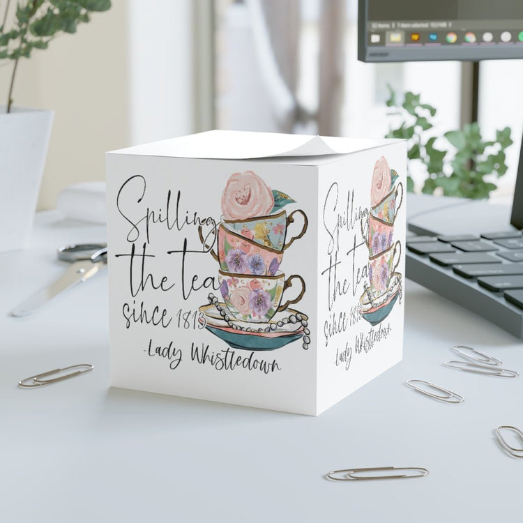 Lady Whistledown Note Cube - Spilling the Tea (cups) - Fandom-Made