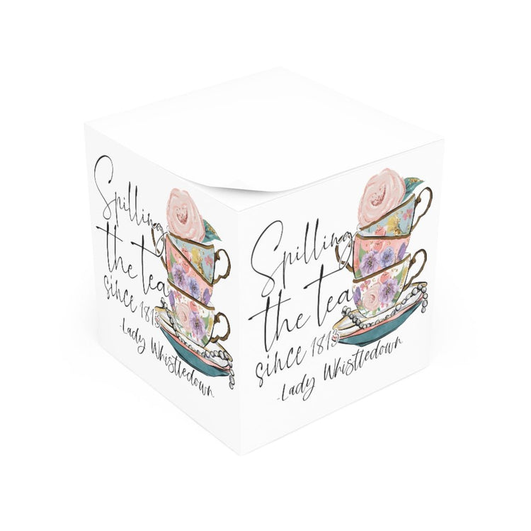 Lady Whistledown Note Cube - Spilling the Tea (cups) - Fandom-Made