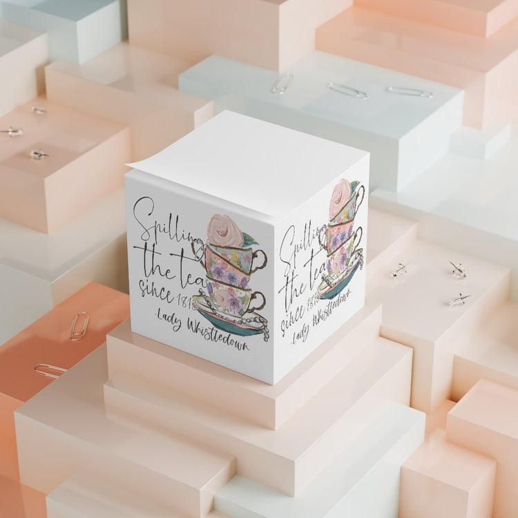 Lady Whistledown Note Cube - Spilling the Tea (cups) - Fandom-Made