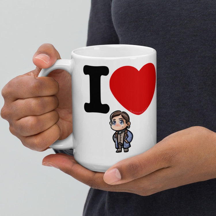 Outlander Inspired Double Sided White glossy mug - I❤️Roger (Colonial Small Star) - Fandom-Made