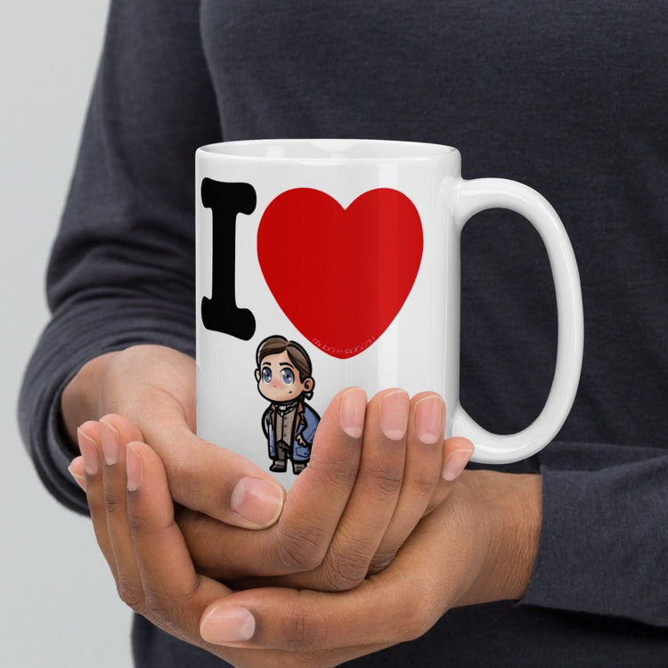 Outlander Inspired Double Sided White glossy mug - I❤️Roger (Colonial Small Star) - Fandom-Made