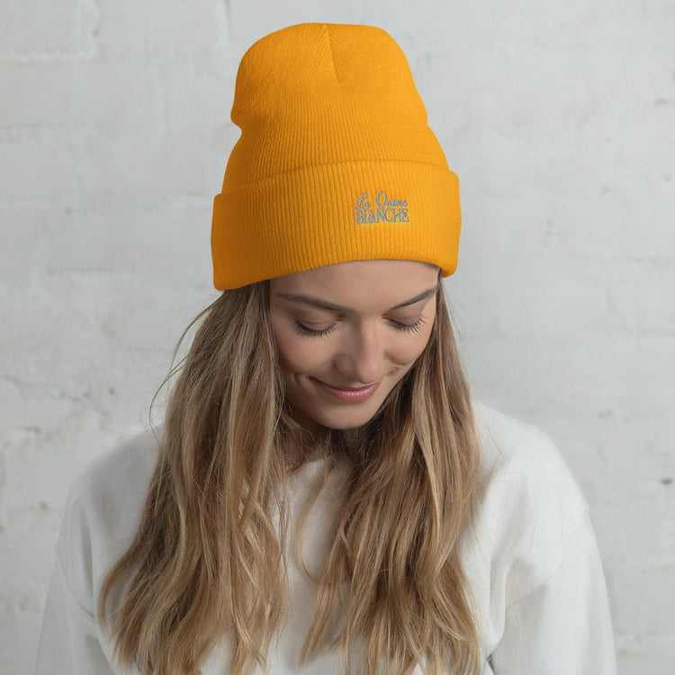 Outlander Inspired Embroidered Cuffed Beanie - La Dame Blanche - Fandom-Made