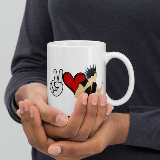 Peace, Love, Cobra Kai Double Sided White glossy mug - Hawk - Fandom-Made