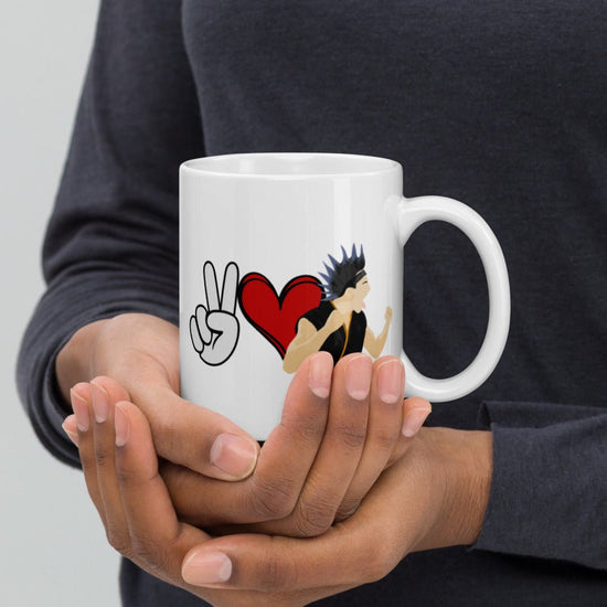 Peace, Love, Cobra Kai Double Sided White glossy mug - Hawk - Fandom-Made