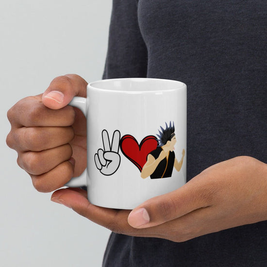 Peace, Love, Cobra Kai Double Sided White glossy mug - Hawk - Fandom-Made