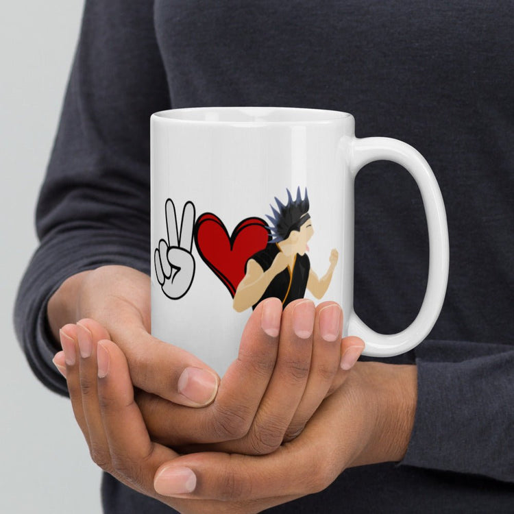 Peace, Love, Cobra Kai Double Sided White glossy mug - Hawk - Fandom-Made