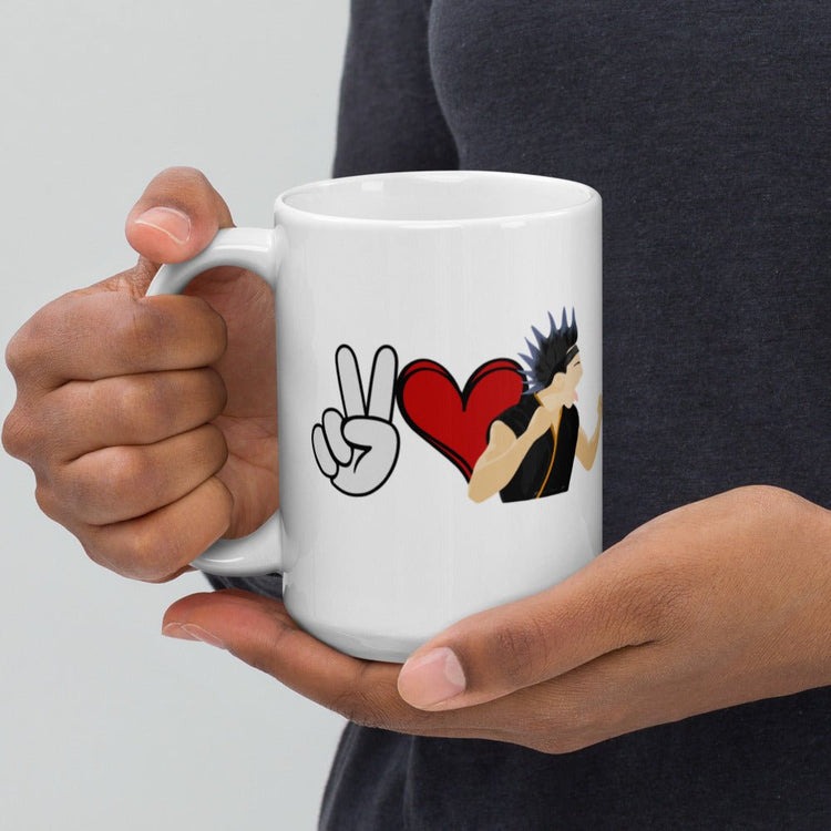 Peace, Love, Cobra Kai Double Sided White glossy mug - Hawk - Fandom-Made