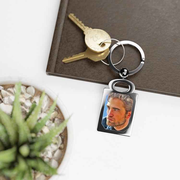Robert Pattinson (blue) Rectangle Photo Keyring - Fandom-Made